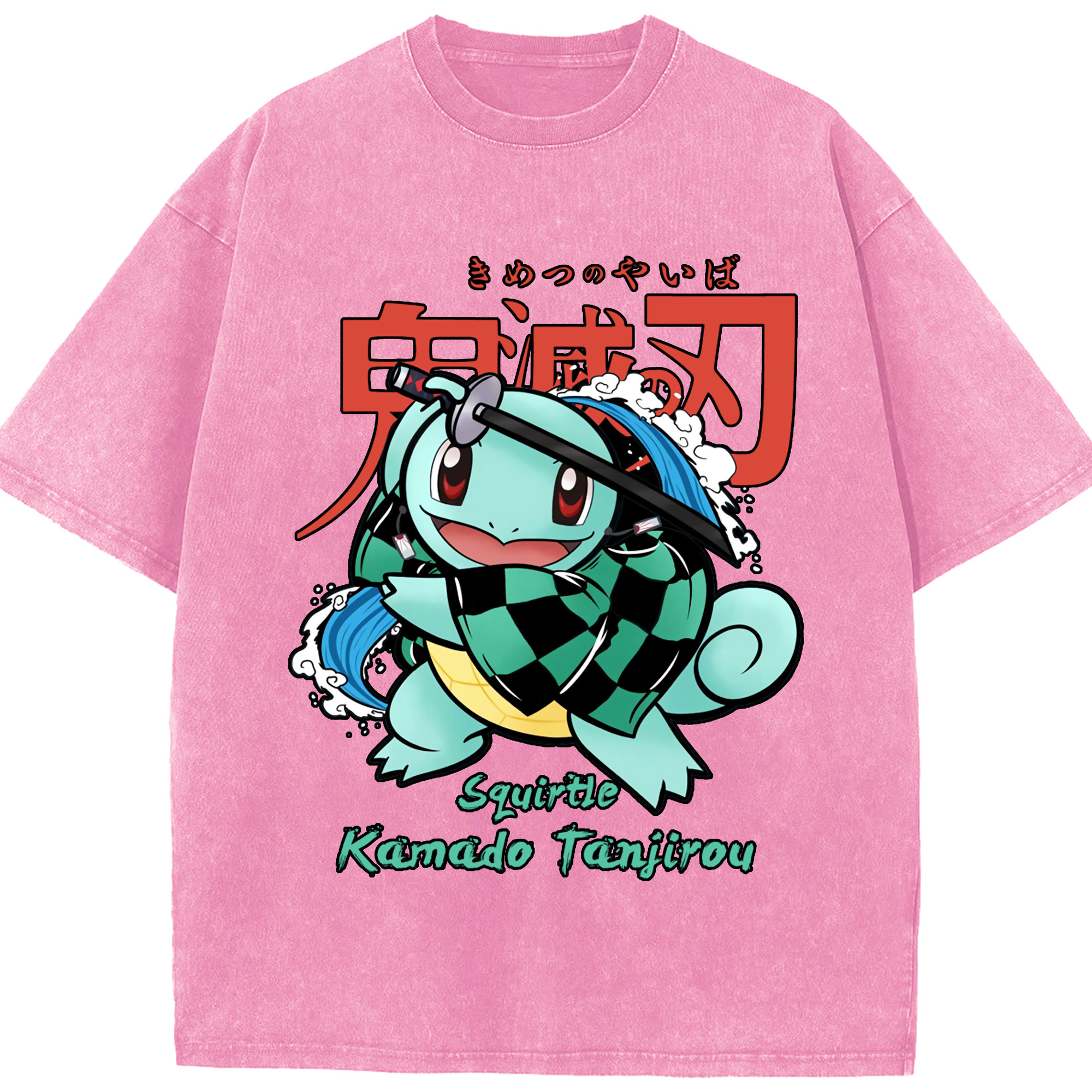 （画像用） 鬼滅の刃 竈門 炭治郎／かまど たんじろう Kamado Tanjirou 綿100% ヴィンテージ風 半袖Tシャツ（フロントプリント）